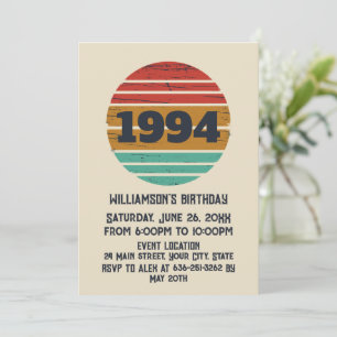Personalised vintage 30th birthday cocktail party invitation
