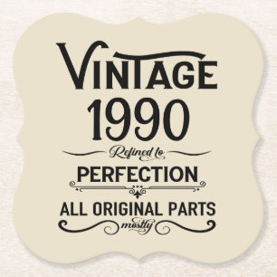 Personalised vintage 35th birthday gifts black paper coaster