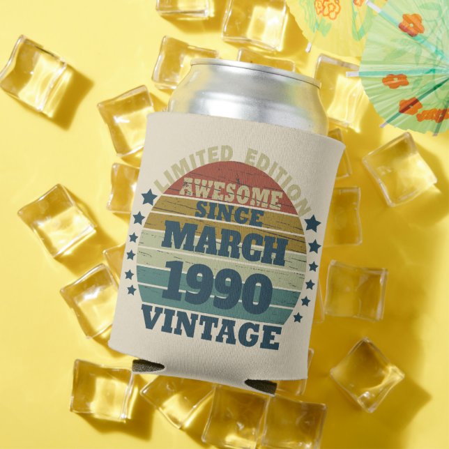 Personalised vintage 35th birthday party can cooler (In Situ Summer)