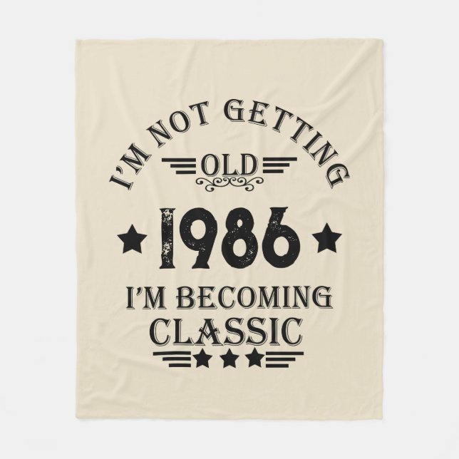 Personalised vintage 35th birthday party fleece blanket (Front)