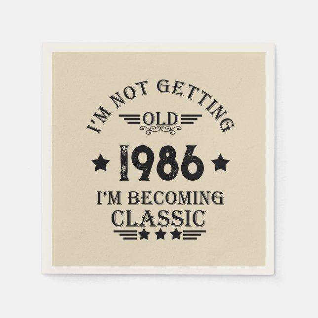 Personalised vintage 35th birthday party napkin (Front)