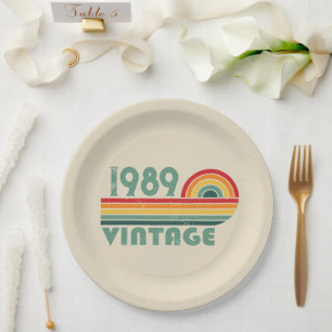 Personalised vintage 35th birthday party paper plate