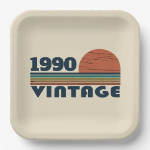 Personalised vintage 35th birthday party paper plate