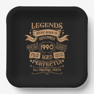 Personalised vintage 35th birthday party paper plate