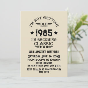 Personalised vintage 40th birthday cocktail party invitation