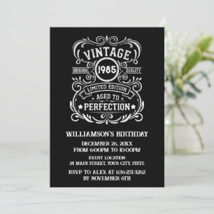 Personalised vintage 40th birthday cocktail party invitation