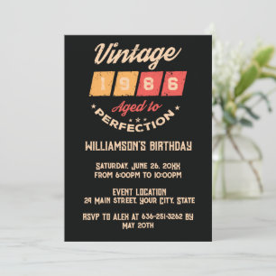Personalised vintage 40th birthday cocktail party invitation