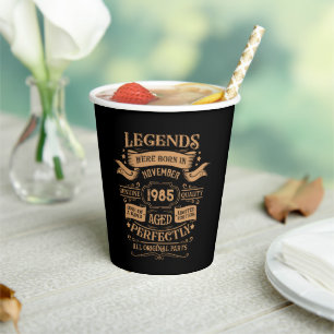 Personalised vintage 40th birthday whiskey themed paper cups