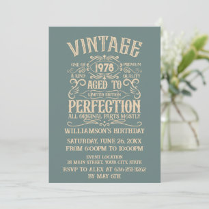 Personalised vintage 45th birthday cocktail party invitation
