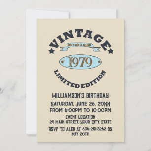 Personalised vintage 45th birthday cocktail party invitation
