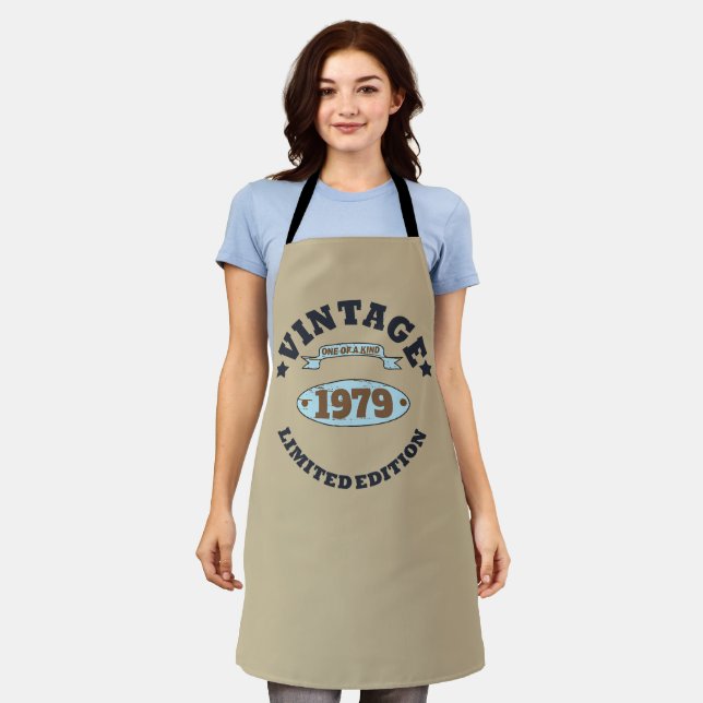 Personalised vintage 45th birthday gift apron (Worn)