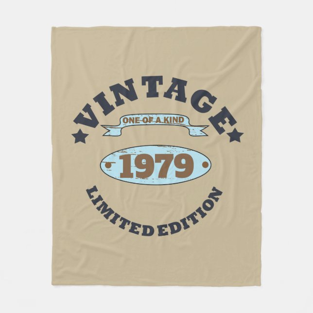 Personalised vintage 45th birthday gift fleece blanket (Front)