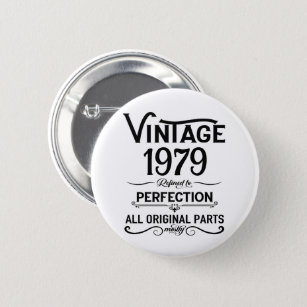 Personalised vintage 45th birthday gifts black 6 cm round badge