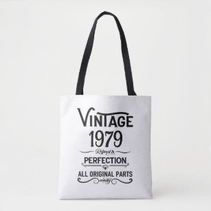 Personalised vintage 45th birthday gifts black tote bag