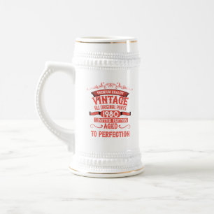 Personalised vintage 45th birthday gifts red beer stein