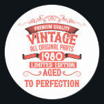 Personalised vintage 45th birthday gifts red classic round sticker<br><div class="desc">You can add some originality with this limited edition, premium quality, and original, classy, retro, and vintage-looking birthday graphic design with a cool typography font. This is a great gift idea for men, women, husbands, wives, girlfriends, and boyfriends who will love this one-of-a-kind piece of art. Unique and funny holiday...</div>