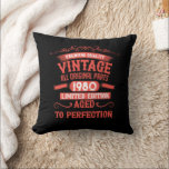 Personalised vintage 45th birthday gifts red cushion<br><div class="desc">You can add some originality with this limited edition, premium quality, and original, classy, retro, and vintage-looking birthday graphic design with a cool typography font. This is a great gift idea for men, women, husbands, wives, girlfriends, and boyfriends who will love this one-of-a-kind piece of art. Unique and funny holiday...</div>