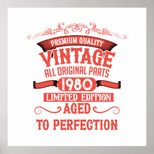 Personalised vintage 45th birthday gifts red poster