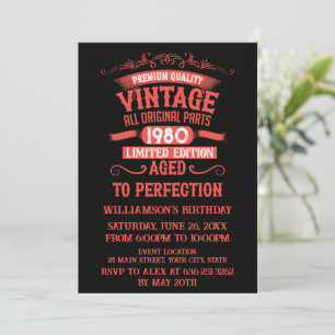 Personalised vintage 45th birthday party invitation