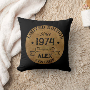 Personalised vintage 50th birthday gifts cushion