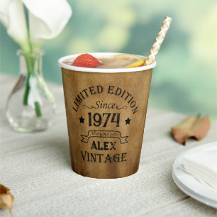 Personalised vintage 50th birthday gifts paper cups
