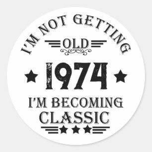 Personalised vintage 50th birthday party classic round sticker