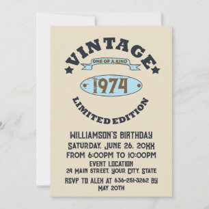 Personalised vintage 50th birthday party invitation