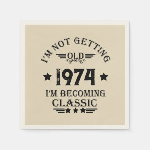 Personalised vintage 50th birthday party napkin