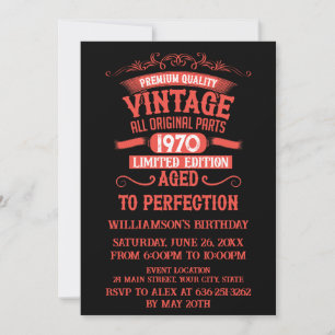 Personalised vintage 55th birthday cocktail party invitation