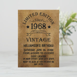 Personalised vintage 55th birthday cocktail party invitation