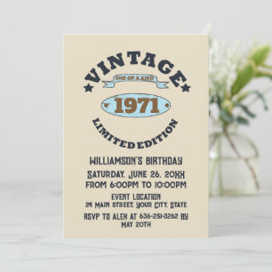 Personalised vintage 55th birthday cocktail party invitation