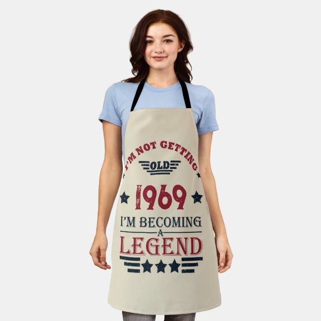 Personalised vintage 55th birthday party apron (Worn)
