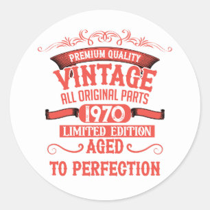 Personalised vintage 55th birthday party classic round sticker