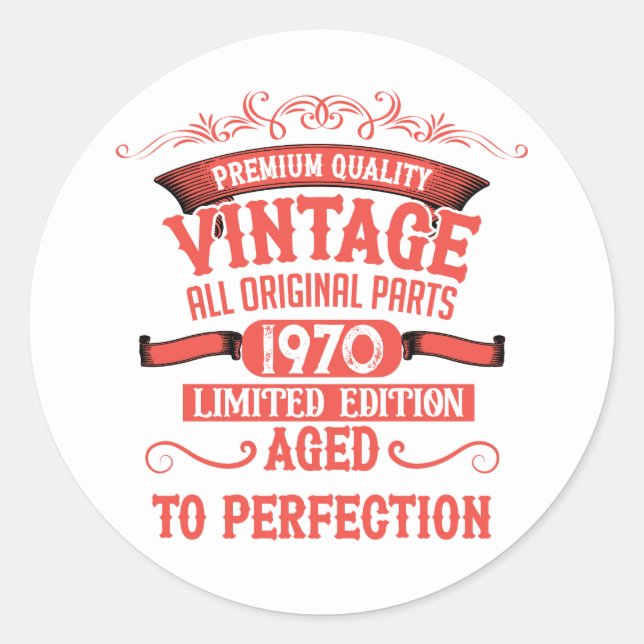 Personalised vintage 55th birthday party classic round sticker (Front)