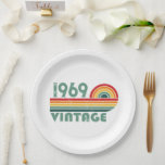 Personalised vintage 55th birthday party paper plate<br><div class="desc">Add some originality with this limited edition,  premium-quality,  and unique vintage-looking birthday graphic design featuring cool typography. It's a great gift idea for men,  women,  husbands,  wives,  girlfriends,  and boyfriends who will appreciate this one-of-a-kind piece of art. A fun and memorable holiday gift for your birthday celebration.</div>