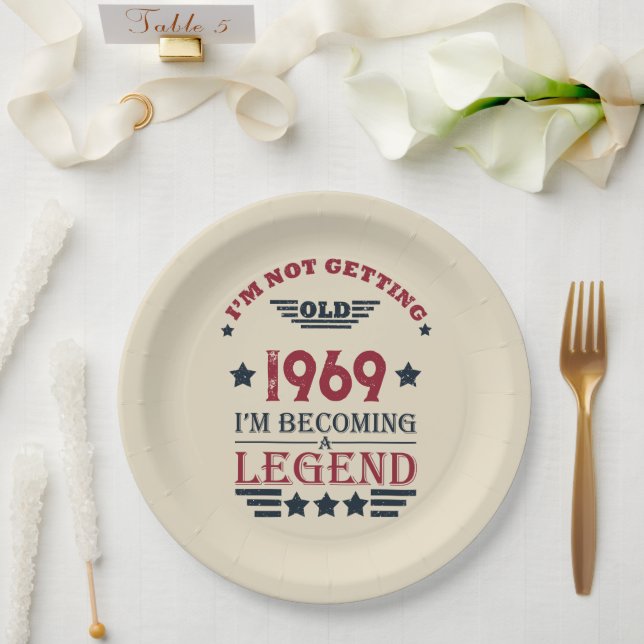 Personalised vintage 55th birthday party paper plate (Wedding)