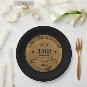 Personalised vintage 55th birthday party paper plate