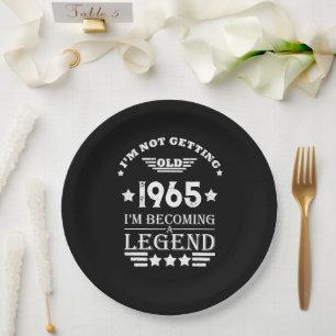 Personalised vintage 60th birthday black white paper plate