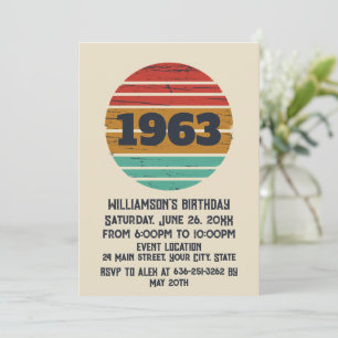 Personalised vintage 60th birthday cocktail party invitation
