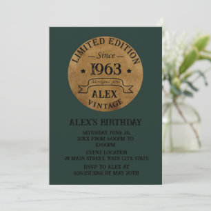 Personalised vintage 60th birthday cocktail party invitation