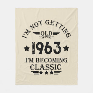 Personalised vintage 60th birthday gift black fleece blanket