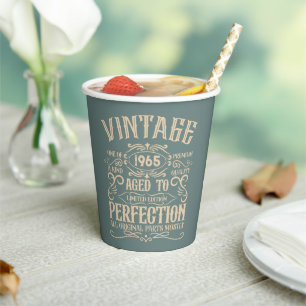 Personalised vintage 60th birthday whiskey themed paper cups