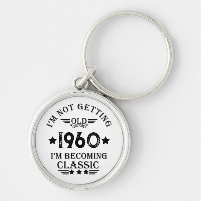 Personalised vintage 65th birthday gift key ring (Front)