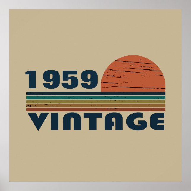 Personalised vintage 65th birthday gift poster (Front)