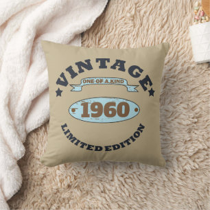 Personalised vintage 65th birthday gifts cushion