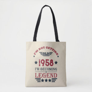 Personalised vintage 65th birthday gifts tote bag