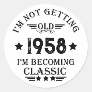 Personalised vintage 65th birthday party classic round sticker