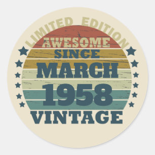 Personalised vintage 65th birthday party classic round sticker