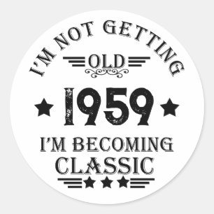 Personalised vintage 65th birthday party classic round sticker