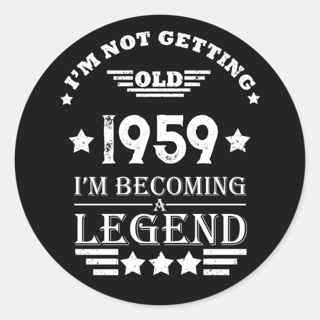 Personalised vintage 65th birthday party classic round sticker (Front)